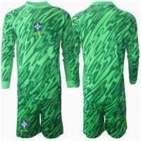 Camiseta Brasil Portero Primera Equipación Replica Copa America 2024 para niños mangas largas (+ Pantalones cortos)